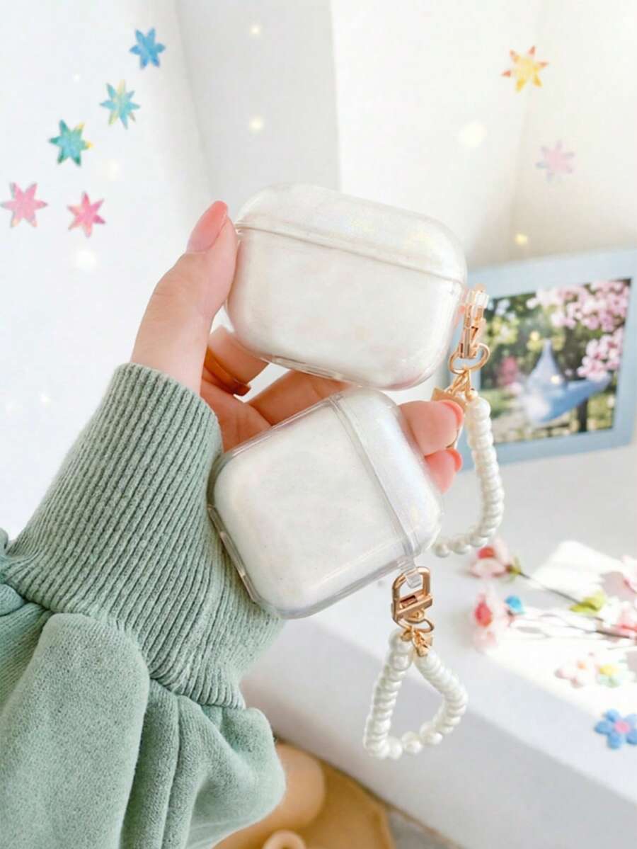 Ốp lưng pha lê lấp lánh mới năm 2026 + Dây đeo ngọc trai giả, Ốp mềm trong suốt chống rơi vỡ tương thích với 1/2/3/4/Pro2, Ốp bảo vệ kiểu cổ tích - Trong sáng - Xem 1