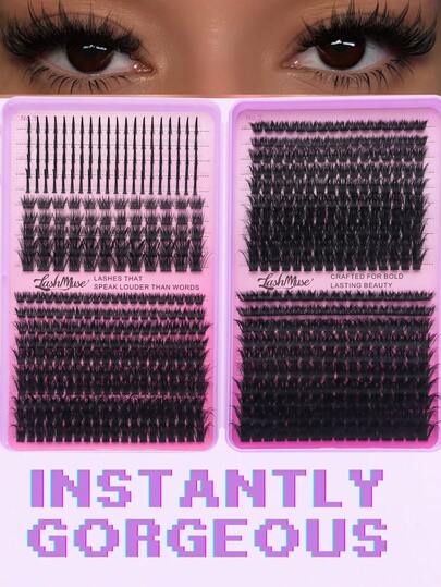 1262PCS/680PCS/582PCS Individual Lash Clusters Kit, Faux Mink D Curl Lashes 0.35–0.63inch, Wispy Fluffy Natural Volume False Lashes, Mixed Length DIY Eyelash Extensions, 3D Russian Volume Lash Clusters, Soft Lightweight Reusable Lashes, Cluster Lashes, Individual Eyelashes, Wispy Lashes, Fluffy Lashes, Natural Lashes, Everyday Lashes, Perfect For Daily Makeup, Wedding, Party, Travel, Halloween, Christmas, New Year, Valentine's Day