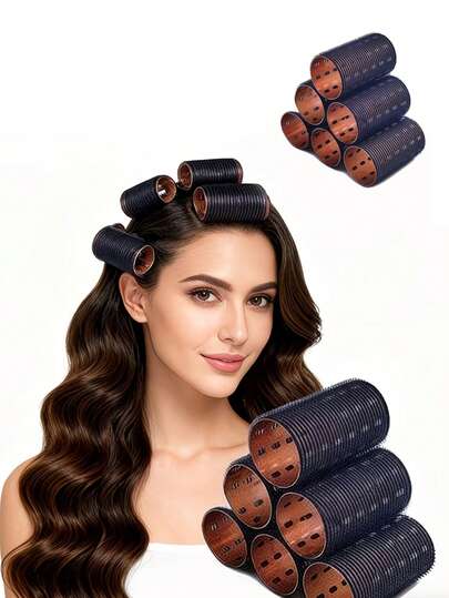 6件套铝制免加热卷发棒套装 - 自粘式长发、中发、短发造型器，青铜色，配黑色和橙色配件，男女通用，适合长发和中发，休闲配色，时尚造型，专业卷发，沙龙级设备，时尚卷发棒，时尚造型工具，铝制卷发棒，易于使用，沙龙级卷发工具，简约设计，居家必备，沙龙造型，小巧造型器，时尚设计，卷发棒，专业造型师