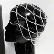 Rhinestone Cap Headpiece For Women Crystal Tassel Hair Accessories Belly Cap Headpieces Wedding Bridal Head - Nhân Mã - Xem 2