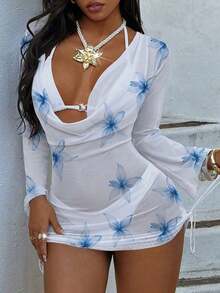 3pcs Floral Jacquard Bikini Set, New Summer Vacation Beachwear, Pearl Buckle Chiffon Camisole, Bra, Panty Swimsuit With Removable Pads, Women Summer Dress, Holiday, Skirt, Ibiza Clothing, Women Swimwear, Bikini Set, Ladies Swimsuit, Women Beach Outfit, Vacation Set, Beach Dress, Women Bikini Set - 多色 2 - 查看 1