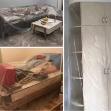 单件装，防水塑料家具防尘罩 - 保护汽车、床和沙发 - 防尘 - 家具罩，返校季，学习用品，办公用品 - 透明 - 查看 4