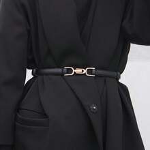 1 curea decorativă reglabilă pentru femei, potrivită pentru rochii, curea minimalistă subțire pentru pulovere, accesoriu pentru talie în stil coreean - Negru - Vizualizare 5