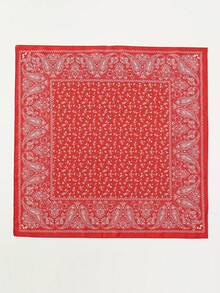 1 chiếc khăn vuông nhỏ bằng satin in họa tiết, kích thước 27.6"X27.6" dành cho nữ, có thể dùng làm khăn tay, băng đô, khăn quàng cổ hoặc khăn choàng. - Hạt điều đỏ - Xem 3