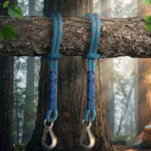 122lbs Heavy Duty Nylon Hammock Hanging Straps With Hooks And Adjustable Swing Accessories - Blue/Green Outdoor Tree Friendly Straps, Suitable For Hammocks, Chairs, Swings, Porches - Compatible With Trees, Gardens, Doors (No Tools Required), Rocking Chairs, Hammock Ropes - Multicolor - View 6