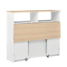 Kitchen Island With Wheels, Extendable Dining Table With Chairs, Sideboard With Ample Storage Space, Ideal For Kitchen And Dining Room As A Sideboard (White) - White - View 11