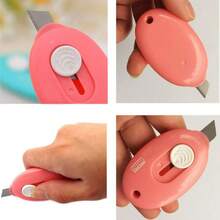 Retractable Mini Utility Knife Box Cutter With Letter Opener Set Of 3 Blue Pink White - 1 - View 4