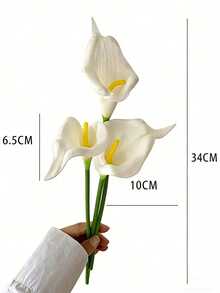 12pcs/6pcs/1pc White Artificial Calla Lily Flowers, 40cm Length, PU Material, Artificial Calla Lily Bouquet, Suitable For Home Wedding Decor, Indoor/Outdoor Decor, Garden Decor, Party Decor, Boho Style Decor, Holiday Party Decor, Mother's Day Birthday Celebration, Daily Gift - White - View 3