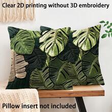 2pcs Tropical Plant Monstera Leaf Pattern Printed Pillow Covers, Soft & Comfortable Polyester Cushion Covers, 45x45cm (17.72x17.72inch), Zipper Closure, Machine Washable, Suitable For Home Decor, Living Room, Bedroom, Porch, Garden, Hotel, Cafe, Outdoor (Covers Only - Insert Not Included) - Multicolor - View 1