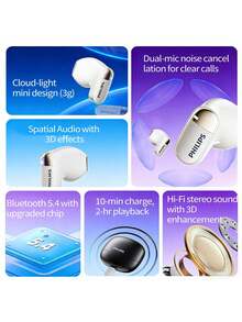 PHILIPS TAT2169 Bluetooth Earphones, Waterproof & Sweat-Resistant, Dual Microphone Noise Cancellation, Long Battery Life, Fast Charging, Comfortable Semi-In-Ear Design - View 2