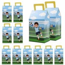 20pcs/10pcs/2pcs Football Themed Gift Boxes, Designed For Parties, Featuring Goalkeeper Pattern And Handles, Suitable For Birthday Celebrations, Sports-Themed Gifts, Baby Shower - Green - View 2