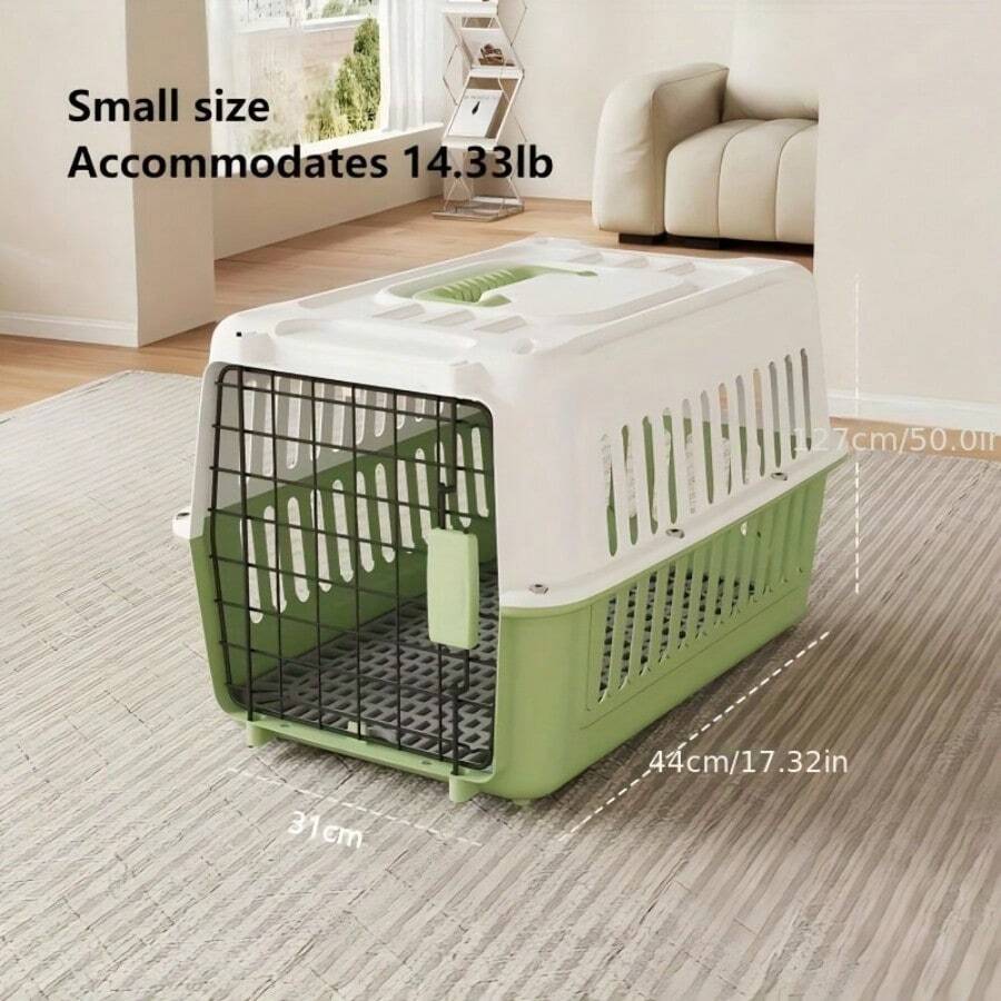 Airline- Portable Pet Carrier For Cats & Small Dogs - Airplane Cabin Crate With Dividers, Sturdy Breathable Travel Carrier, Available In Various Sizes (Car & Air Transport) - For Cats And Small Pets - 格林 - 查看 1