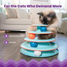 Catstages Chase Meowtain 4-Tier Interactive Cat Track Toy U2013 4 Spinning Balls, Non-Slip Base, Ideal For Indoor Cats, Blue - MàuA - Xem 3