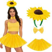 Bộ 3 băng đô và nơ hoa hướng dương - Phụ kiện đội đầu và nơ hoa cúc ngộ nghĩnh cho cosplay, phụ kiện dự tiệc ngày lễ, bộ trang phục hóa trang. - Nhiều màu - Xem 11