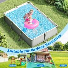 Goplus Above Ground Swimming Pool, 10'x6.8'x26'' Metal Frame Pool Set W/PVC Fabric, 3 Stoppers, Drainage Valve Connector, For Outdoor, Backyard, Garden, Patio (10' X 6.8' Rectangle, 978 Gal, Grey) - 10英尺 x 6.8英尺 長方形,978加侖,灰色 - 查看 7