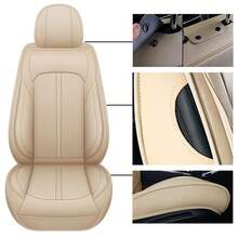 JDWBT Coprisedili Auto Universali per FIAT Panda, 500L, 500X, Tipo, Bravo, Linea, Stilo, Lancia Ypsilon, Fodere Sedili Auto Set Completo Pelle PU Premium, Traspirante e Morbida, Compatibili Airbag, Impermeabile - Beige - Visualizzare 6