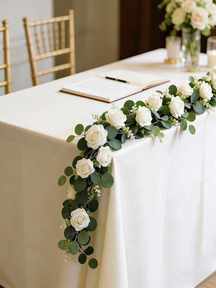 Dây hoa giả mùa hè với hoa hồng và bạch đàn, dây leo trang trí sống động như thật, thích hợp cho đám cưới, tiệc sinh nhật, trang trí nhà cửa, hoàn hảo cho trang trí trong nhà, ngoài trời, khách sạn, văn phòng, trang trí quanh năm, quà tặng Ngày của Mẹ.