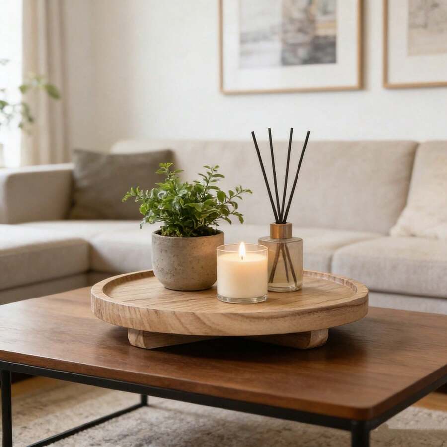 1pc 24.99cm Extendable Foldable Wooden Sofa Armrest Tray, Natural Wood Design Suitable For Living Room, Coffee Table, Perfect Gift For Family And Friends, Sofa Snack Tray, Coffee Table Accessory, Elegant Desktop Decor, Durable Tabletop Accessory, Food Service Tray, Cutlery Tray, Guest Serving Tray, Home Decor Tray - Multicolor - View 1