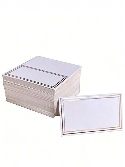 50 Pcs White Blank Tent Name Cards, Gold Foil Border, Table Place Cards For Wedding Table Decor, Reserved Seating, Banquet, Halloween, Christmas & Party Supplies