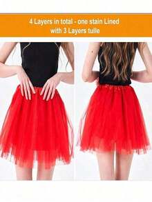 1pc Women Adult Fluffy 3-Layer Tulle Skirt With, Retro 80s Run Party Ballet Costume, Girls Puffy Tutu Skirt Spring Summer Autumn Winter - 40cm Skirt Length - View 3