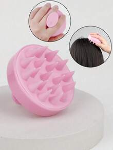 1 Đầu bàn chải gội đầu massage Bàn chải gội đầu massage Lược gội đầu bằng silicon Bàn chải gội đầu làm sạch Lược tắm Dụng cụ làm tóc - Hồng - Xem 1