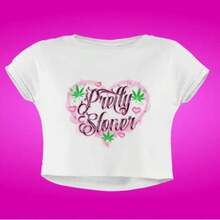 Pretty  Crop Top Y2K Style Fashion Womens Crop Top Urban Street Style 2000s Airbrush Tee - 白色 - 查看 1