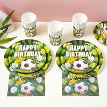 Bộ đồ dùng ăn uống dùng một lần chủ đề bóng đá, đĩa tiệc 7/9 inch, đĩa giấy, cốc, khăn ăn dùng một lần, thích hợp cho các lễ hội, đám cưới, lễ đính hôn, sinh nhật, tiệc tùng, lễ kỷ niệm. - Nhiều màu - Xem 5