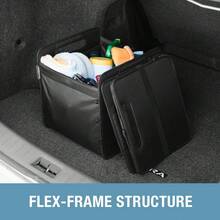 CleverMade Double Trunk Caddy 46L – Collapsible Trunk Organizer For SUV With Flex-Frame Structure, Connectable Car Storage Basket For Groceries & Cargo – Midnight Black - 1 - View 4