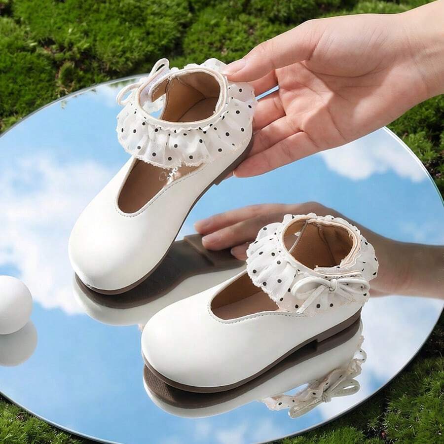 1双女童真皮鞋，2026春季新款时尚轻便透气百搭舒适儿童幼儿大童软底防滑休闲鞋 - 米色 - 查看 1