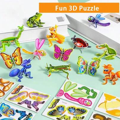 50 mảnh ghép giấy hình côn trùng dễ thương và vui nhộn