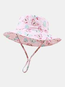 1pc Kids' Sun Protection Hat With Wind Cord, Minimalist Solid Color Or Cartoon Print Design, Lightweight Breathable Bucket Hat, Suitable For Beach And Daily Outings - 1PC - Girl - View 16