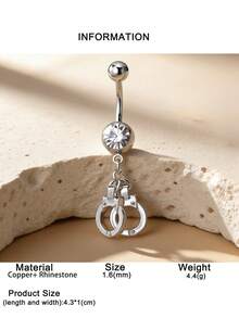 1件装女士朋克风水钻+手铐吊坠肚脐环饰品，独特街头时尚/派对佩戴/节日配饰 - 手銬 - 查看 7