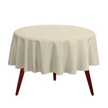 Solid Color Round Tablecloth-60 Inch Dia Or 70 Inch Dia  - Heavy Duty Washable Fabric - For Buffet Table, Holiday Party, Dinner, Wedding & Baby Shower - 象牙 - 查看 1