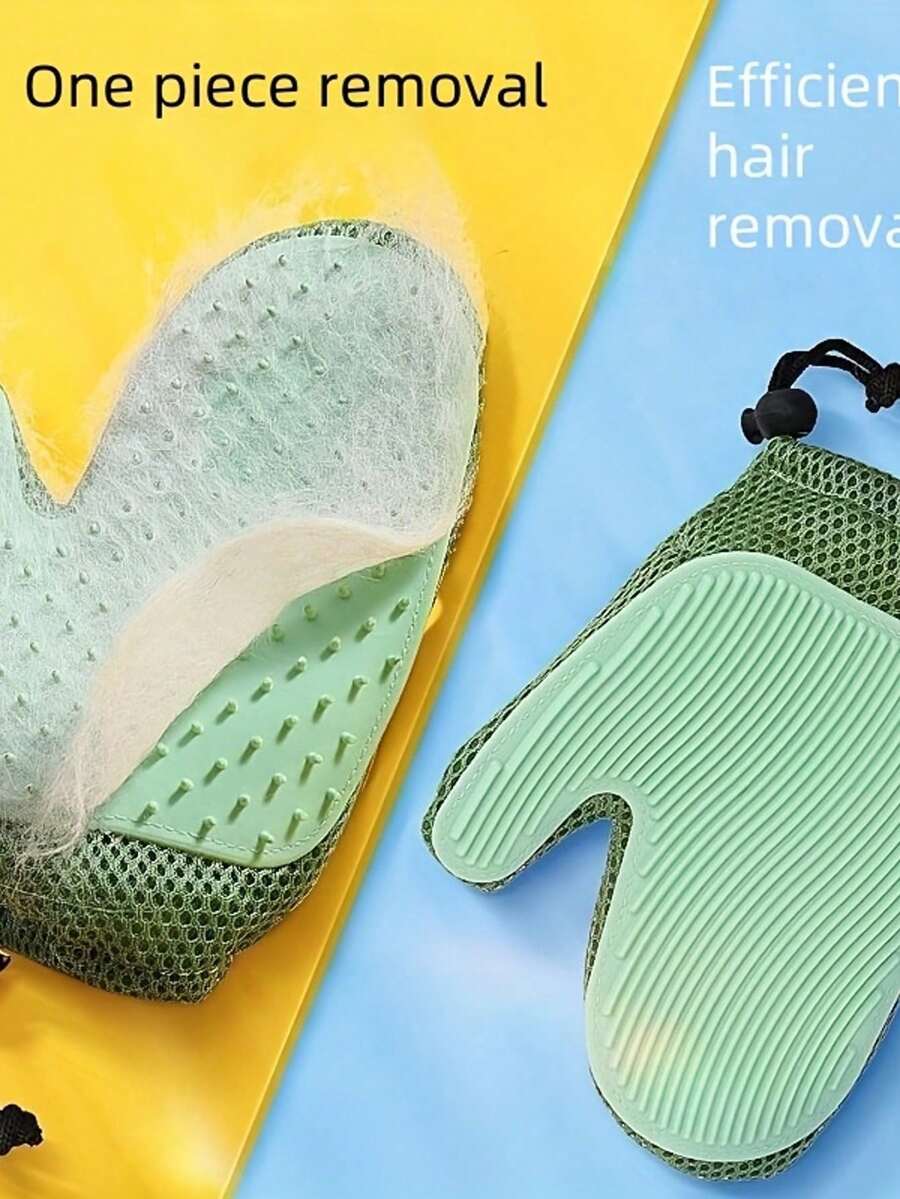 1 pieza Guante suave y flexible para desenredar mascotas, color aleatorio, diseño multipropósito de doble cara, elimina eficazmente el pelo suelto de mascotas de ropa, muebles y telas, fácil de limpiar y reutilizable, suministros para el aseo de mascotas, adecuado como regalo para Año Nuevo, Día de San Valentín, Día de la Madre, Día del Padre, Graduación y Vuelta al Colegio