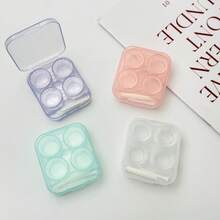 1 Set - 2pcs Portable Transparent Minimalist Contact Lens Case, Suitable For Summer Use - Multicolor - View 3