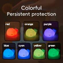 Đèn ngủ silicon hình cá voi sao – Sạc USB, có thể điều chỉnh độ sáng, hẹn giờ 30 phút, đèn LED dịu nhẹ đặt cạnh giường ngủ cho giấc ngủ ngon. - Bảy màu - Xem 6