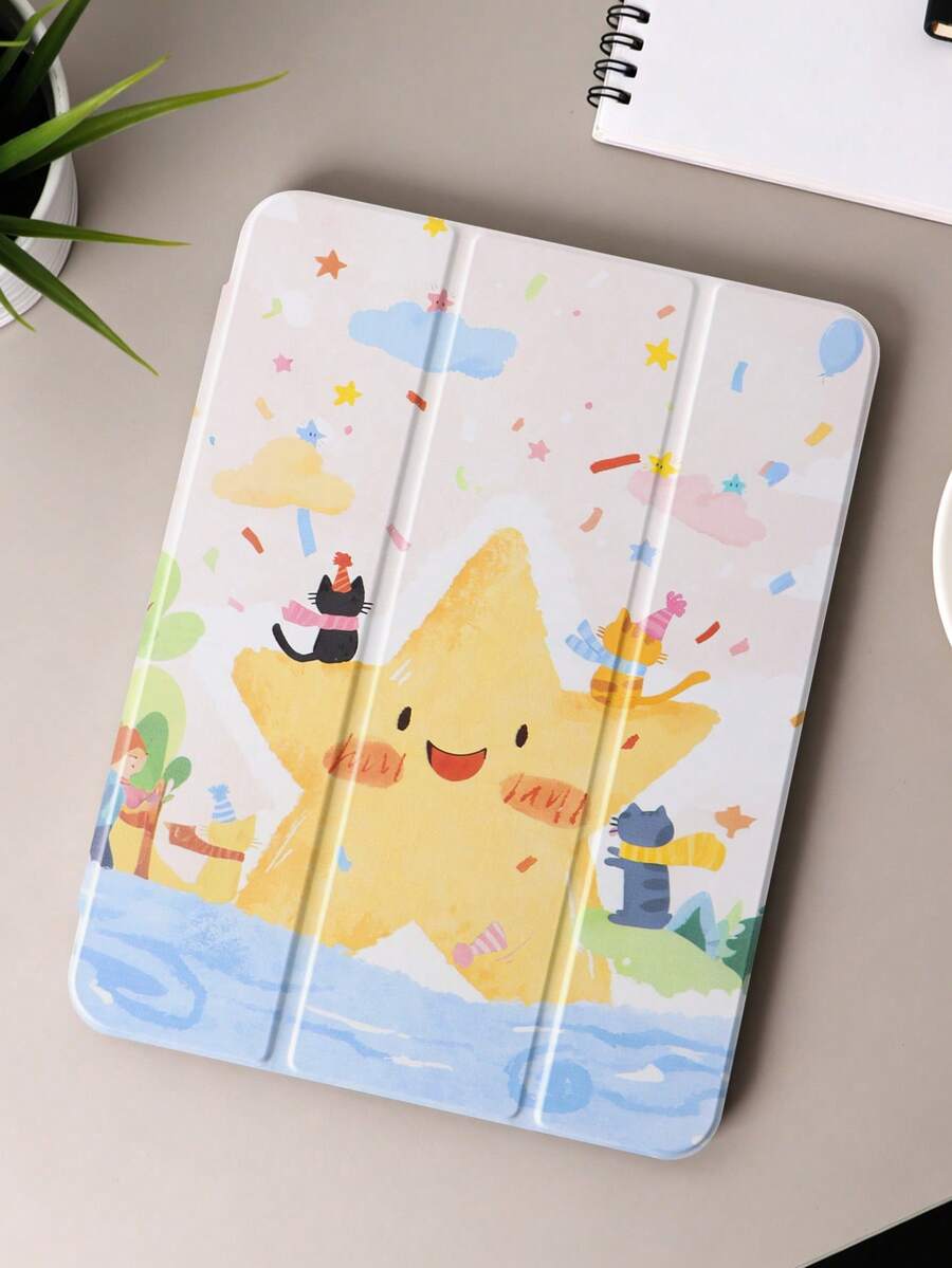 1 件装星猫图案彩绘平板电脑保护套，兼容 iPad Mini 4/Mini 5/Mini 6/Mini 7/Air/Air 2/9.7/10.2/10.5/Air 4/Air 5/10.9/Pro 11 英寸/第十代/Air 11 英寸 (M2)-2024/Pro 11 英寸 (M4)-2024/Air 11 英寸 (M3) 2025/(A16) 11 英寸第十一代 2025/Air 8 (M4)2026 (11 英寸)，Galaxy Tab A8 10.5 英寸 2022。包含笔槽、三折支架、TPU 软边保护、磁吸式睡眠/唤醒功能，简约/个性化/创意设计。 - 彩色 - 查看 1