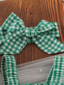 1件可爱婴幼儿女童轻薄无袖连体衣，夏季 - 綠色 - 查看 3