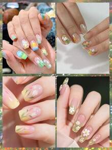 3/6pcs 5D Wild Flower Nail Stickers, Spring Floral Nail Art Decals, Cute Natural Design - Multicolor - View 3