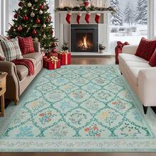 YIHOUSE Floral Print Rug, Moroccan Plaid Washable Rug, Modern Pale Color Non-Slip Fine Rug For Classrooms, Game Rooms, Dormitories, Bedrooms, Living Rooms, Multi-Color Decorative Rugs (Beige/ Green/ Pink) - 粉色 - 查看 4