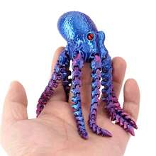 1pc 3D Stereoscopic Marine Animal Model, Including Soft Octopus, No Power Needed, Plastic Made, Suitable For Desktop, Refrigerator And Aquarium Decor - Octopus - View 6