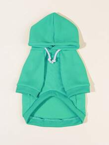 1pc Dopamine Color Series Solid Basic Warm Comfortable Hoodie Suitable For Cats And Dogs, Indoor And Outdoor - Mint Green - View 2