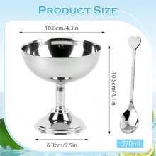 Taza de Helado Tazones de Postre para Servir de Acero Inoxidable Tazas Mini Yogur con Patas Redondas Taza de Dulces Tazón de Salsa para Ensalada Fiesta de Pudín de Frutas Grande-4Pcs - Grande4 piezas - Ver 2