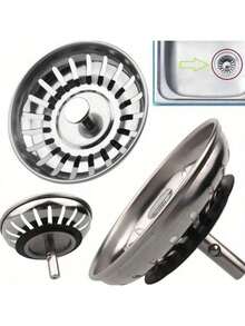 Stainless Steel Kitchen Sink Strainer And Drain Stopper - Polished Drain Plug With Hair Catcher Filter For Bathroom And Kitchen Drain Protection - Multicolor - View 1