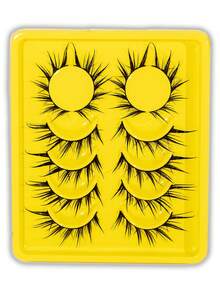 6 Cặp lông mi giả Wet Fox Eye, lông mi nhọn kiểu nhân vật anime, lông mi giả 3D mềm mại, cong vút, dụng cụ trang điểm nối mi tự nhiên. - màu đen - Xem 5