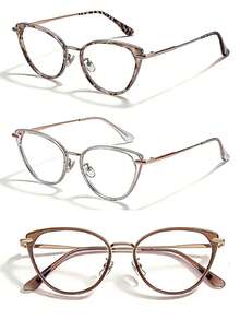 1/3pcs Y2K Style Transparent Cat Eye Glasses Accessories For Women - 3pcs White Tofu Pudding/Transparent/Cold Tea - View 9