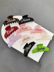 1个定制水钻发爪，个性化刻字发夹，女士时尚大理石纹优雅发爪，定制名字发饰，独特伴娘派对礼物，情人节礼物，女士发饰 - 彩色 - 查看 8