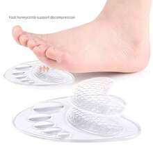 1 paire de coussinets de talon transparents antidérapants en gel, semelles avant-pied souples, protecteurs de plante des pieds, convenant aux activités extérieures, à la marche, à la danse, aux sports. Inserts de chaussures en gel pour femmes, coussinets de talon, semelles de chaussures de sport, tampons amortissants de haute qualité, semelles, tampons demi-taille - Transparent - Voir 2