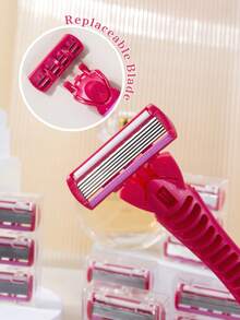 1 Handle+18 Blades/ Manual Women Body Bikini Hair Removal Shaving 6-Layer Stainless Steel Blade Replaceable Clean Razor Blade - Multicolor - View 3