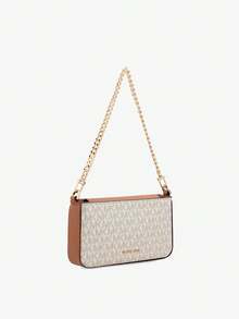 Michael Kors MK Bryant 女士可调节肩带斜挎包 - 白色和棕色 - 查看 6